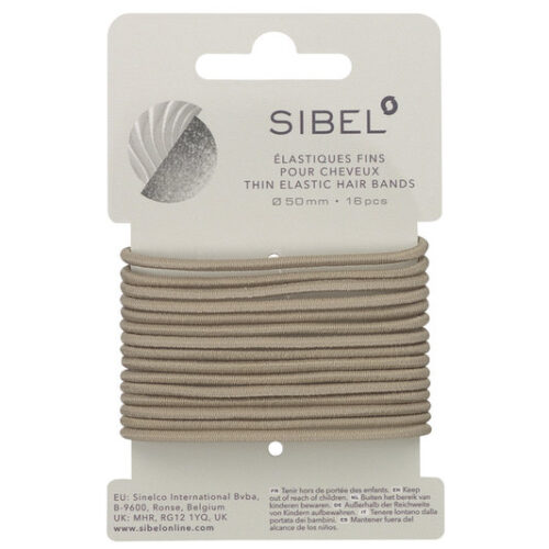 Sibel Thin Elastic Hair Bands, ohut vaaleanruskea 16 kpl