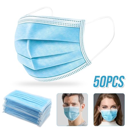 50pcs Kertakäyttöinen suojamaski 50 kpl 3-kerroksinen