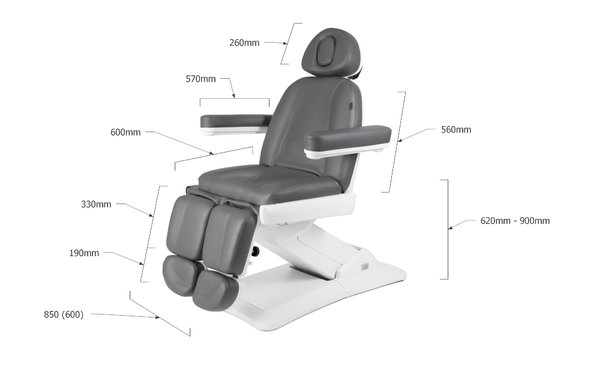 73988FaX1c09 Silver Fox 2235C hoitotuoli 3-moottoria, valkoinen