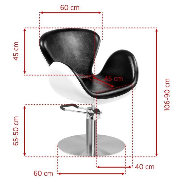 Hairdresser-customer-chair-Tulipblack-and-white1 Kampaamotuoli Tulip, musta-valkoinen
