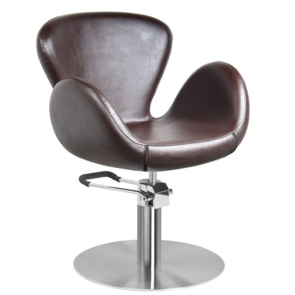 Hairdresser-customer-chair-brown-1 Kampaamotuoli Tulip