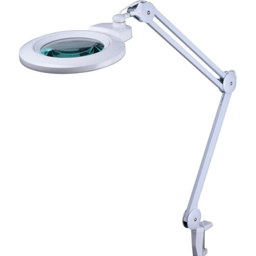 Magnifying-LED-lamp-with-variable-5-and-8-diopters LED luuppilamppu pöydän kiinnitys suurenntaa 5 tai 8 kertaa