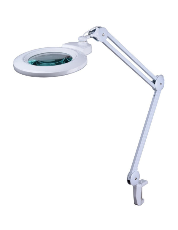 Magnifying-LED-lamp-with-variable-5-and-8-diopters LED luuppilamppu pöydän kiinnitys suurenntaa 5 tai 8 kertaa