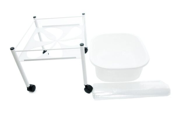 Pedikyyrin-jalkakylpy-pyorilla-valkoinen Pedikyyrin jalkakylpy, yksi korkeus valkoinen