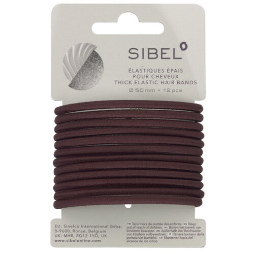 Sibel Thick Elastic Hair Bands ruskea,  12 kpl