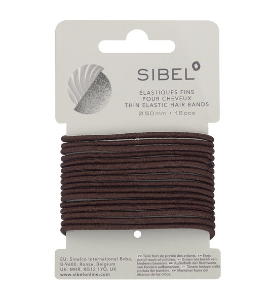 Sibel-Thin-Elastic-Hair-Bandsbrown-16-kpl Sibel Thin Elastic Hair Bands, ohut ruske 16 kpl