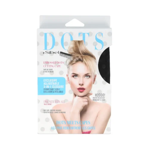 Sibel-hairdressing-cape-Dots-3-in-1 Sibel Dots 3 in 1 leikkauskappa musta