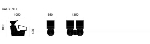 Takumi-Kai-Senet-mitat Takumi Kai Senet kampaamon pesupaikka, musta allas