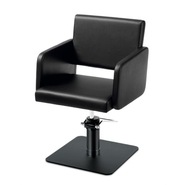 Takumi-Yuki-Black-Hydraulic-Styling-chair-with-black-square-base Takumi Yuki kampaamotuoli, mattamustaa hydraulipumppu