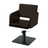 Takumi-Yuki-Hydraulic-Styling-chair-with-black-square-base-Chocolate Takumi Yuki kampaamotuoli, mattamustaa hydraulipumppu