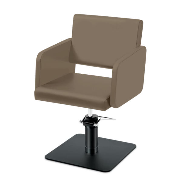 Takumi-Yuki-Hydraulic-Styling-chair-with-black-square-base-Domus-Sumatra Takumi Yuki kampaamotuoli, mattamustaa hydraulipumppu