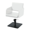 Takumi-Yuki-Hydraulic-Styling-chair-with-black-square-base-white Takumi Yuki kampaamotuoli, mattamustaa hydraulipumppu