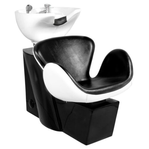 Tulip-Washing-chair-Black-and-white-ceramic-basin-White Kampaamon pesupaikka istuin musta,valkoinen
