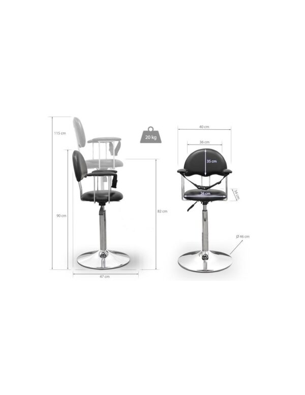 childrens-chair-for-hairdressers-junior-1 Turvallinen Sibel Kiddo 2 Lasten kampaamotuoli