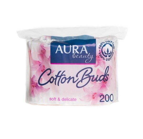 cotton-puds200 Vanupuikot Aura 100% puuvilla 200 kpl